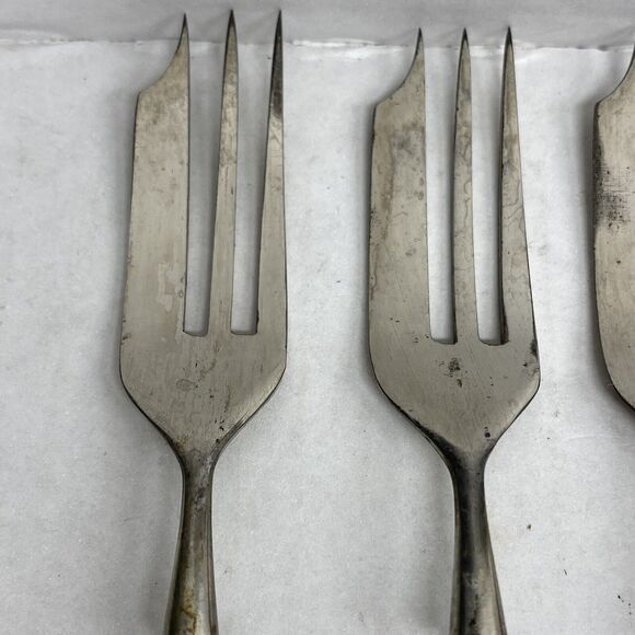 Lot Of 6 Pastry Forks Horn? Handle Flatware Dining Kitchen - Condition Issues - Picture 5 of 14